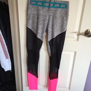 Pink Leggings with Mesh Cutouts and Pocket